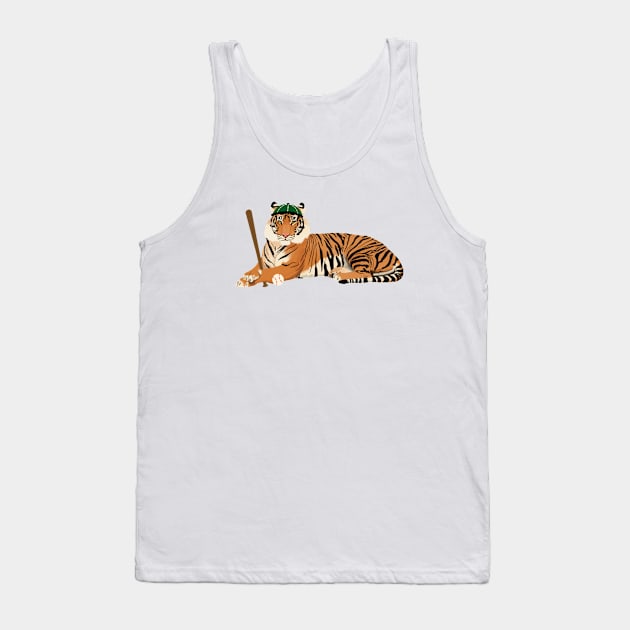 Baseball Tiger Green Tank Top by College Mascot Designs